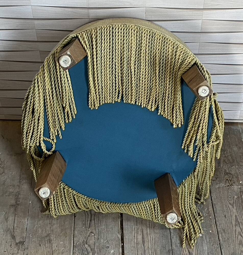 Vintage pouf, velvet, pale green, 50s