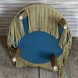 Vintage pouf, velvet, pale green, 50s