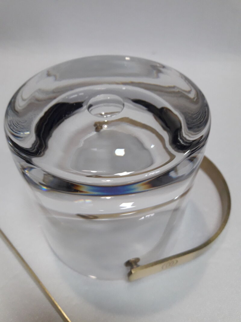 Ice bucket, ice cubes and its vintage pliers