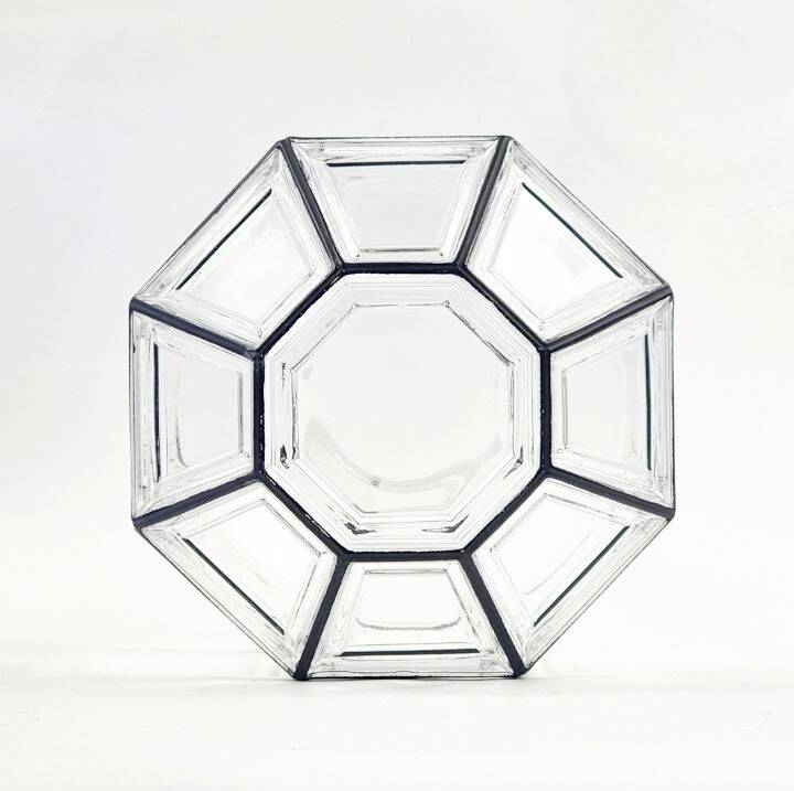 Large Mid-Century Octagonal Glass Ceiling Light from Limburg, Germany, 1960s