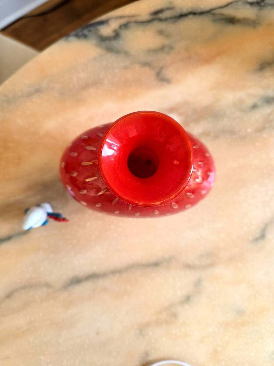 Red ball vase in Murano blown glass – Italy 1970s