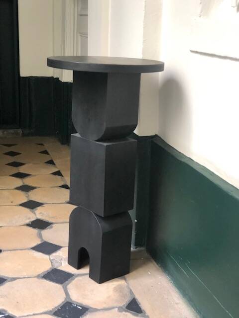 Sellette - Table d'appoint en bois teinté noir