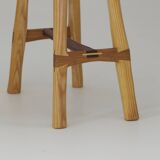 Contemporary handcrafted stool / end table in solid ash and oak wood