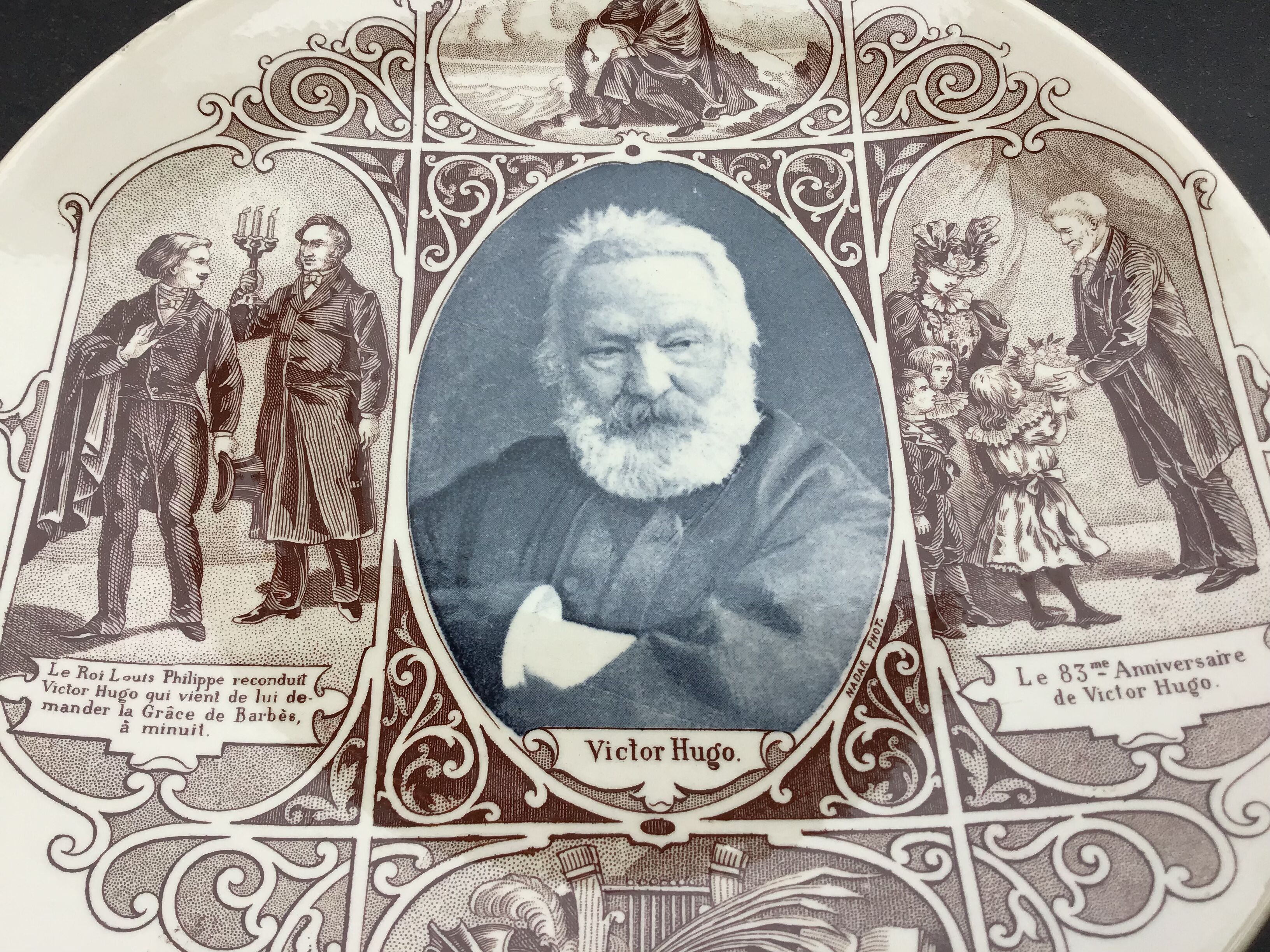Old plate of Sarreguemines - Series les Grands Hommes - Victor Hugo