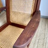 Reconstruction armchair in teak and caning