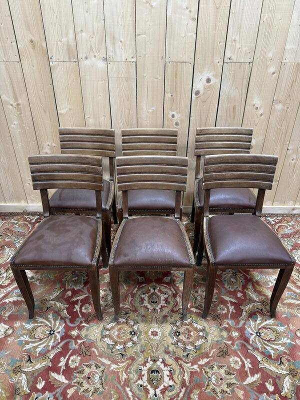 Suite de 6 chaises 1950 attribué à Gaston Poisson