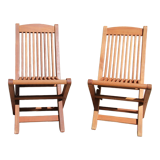 Pair of folding teak chairs
