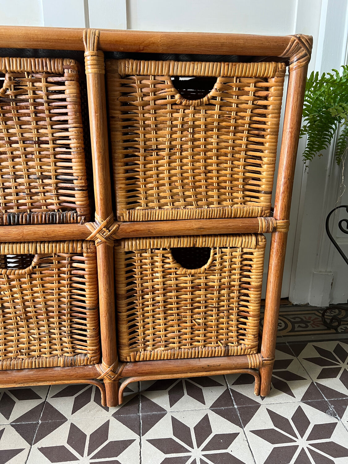 Rattan chest of drawers lockers