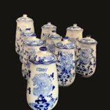 Series of 8 Delft spice jars
