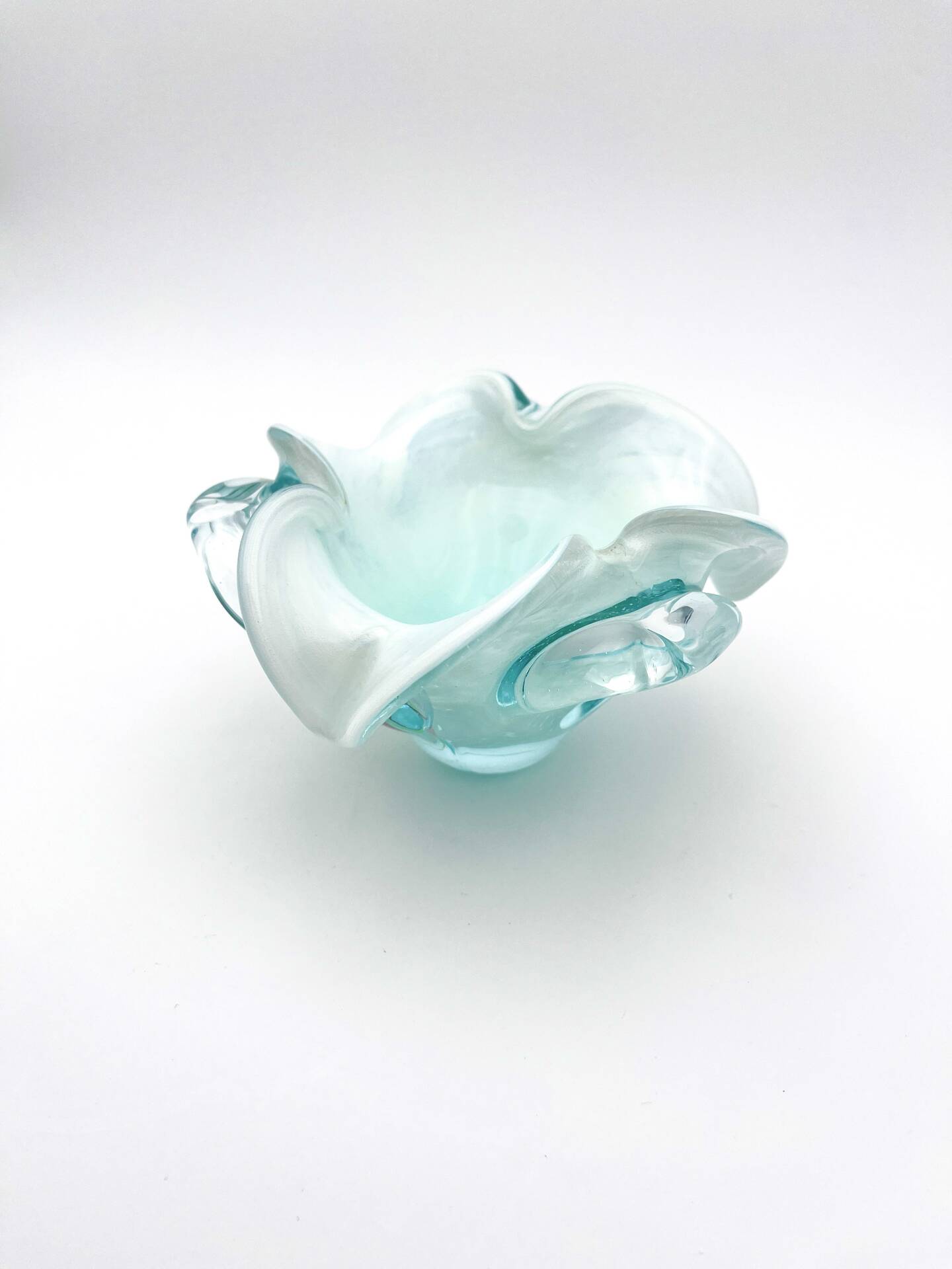 Coupe Studio Glass signed Lubomir Hora Blown Glass Polychrome 80s