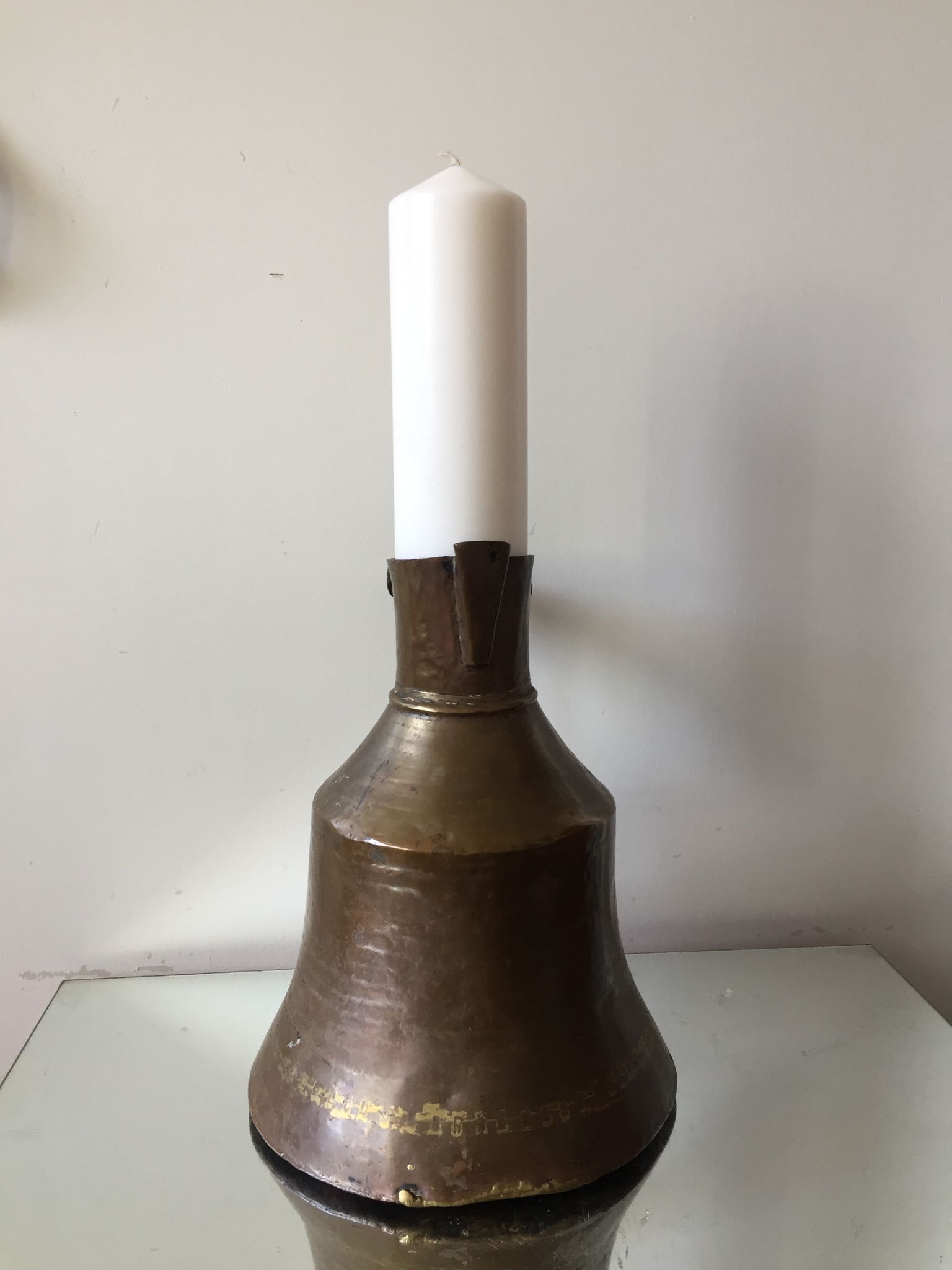 Islamic art ottoman copper ewer antique candleholder