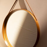 Large circular mirror in solid elm 55cm