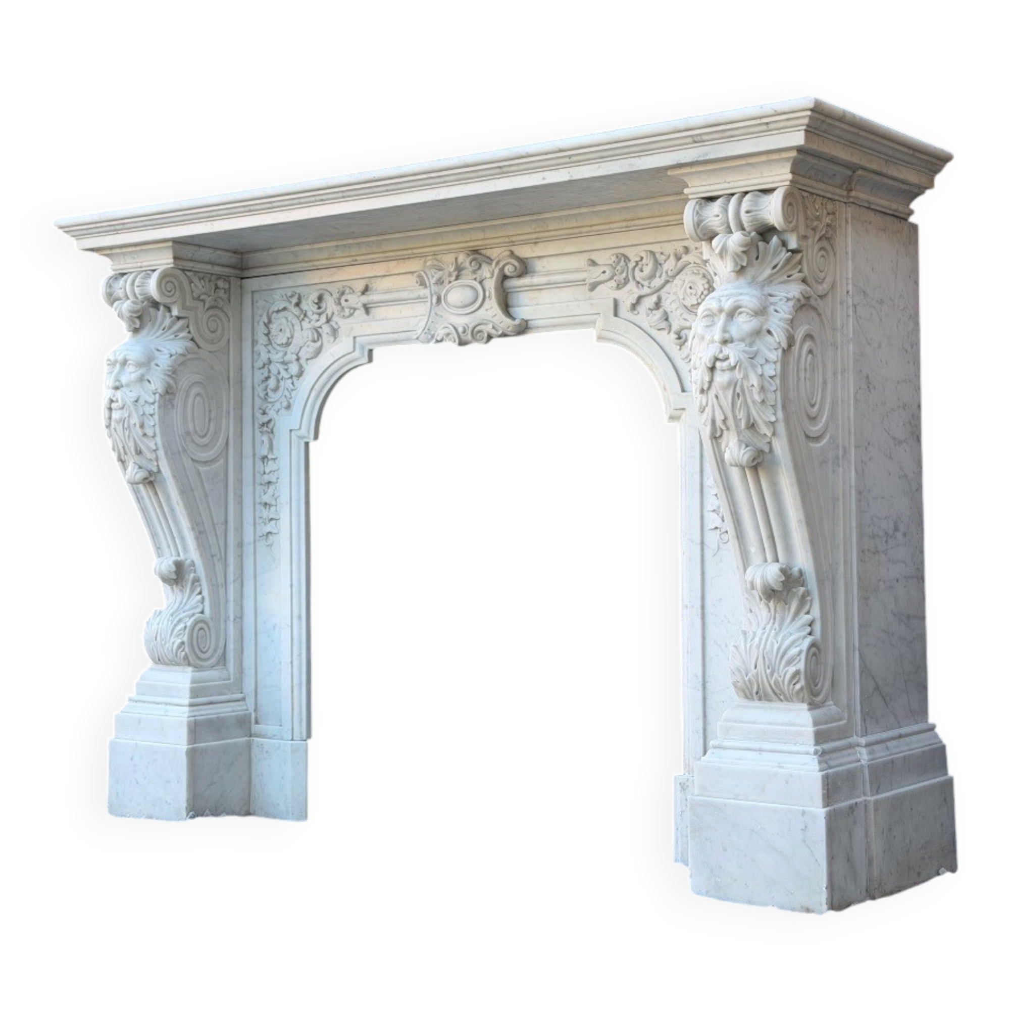 Napoleon III fireplace in white statuary Carrara marble, circa 1880.