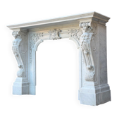 Napoleon III fireplace in white statuary Carrara marble, circa 1880.