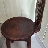 Tabouret bois dosseret rustique