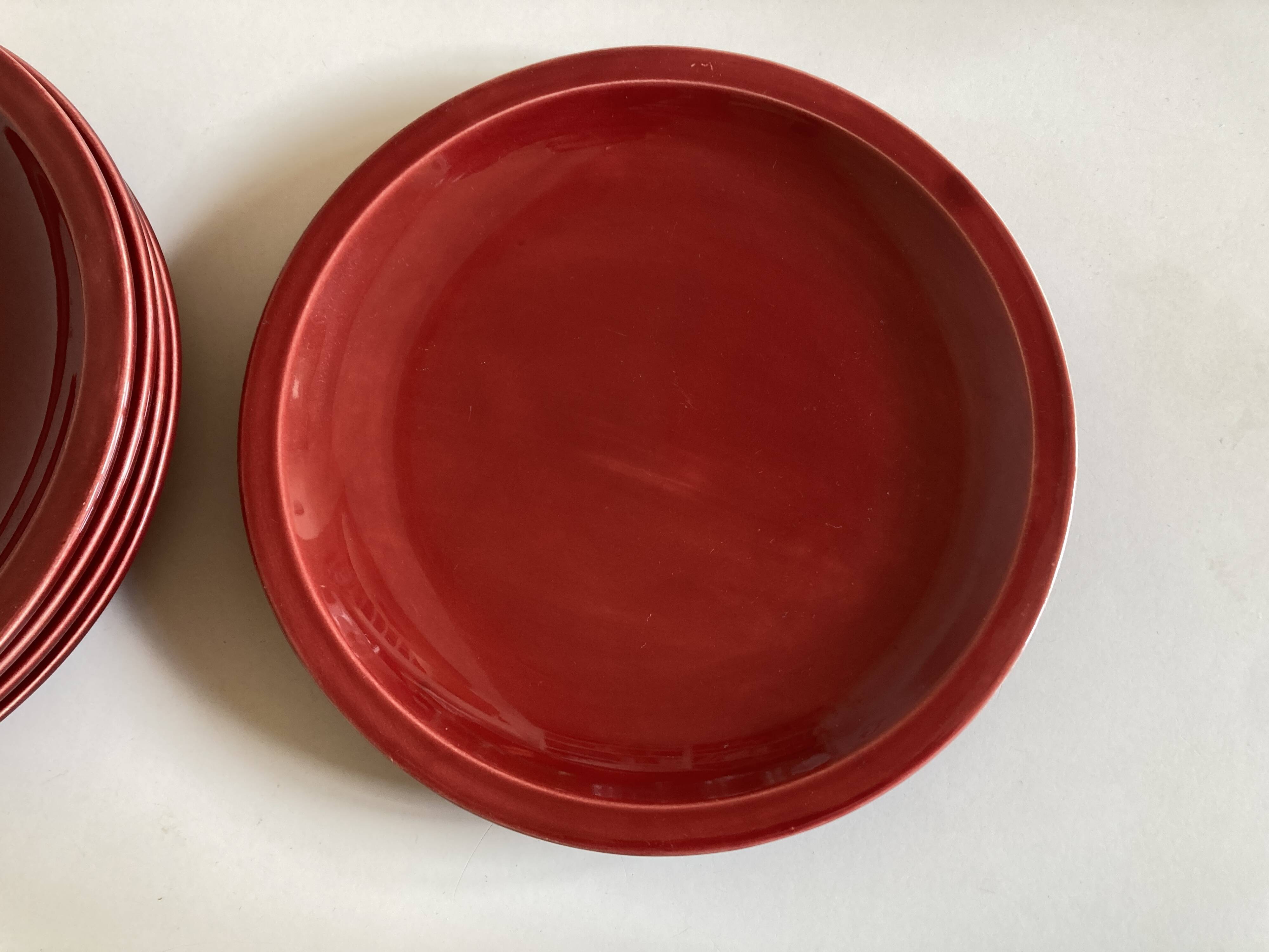 Set of 5 flat plates mid-century 1970 Longchamp earthenware
