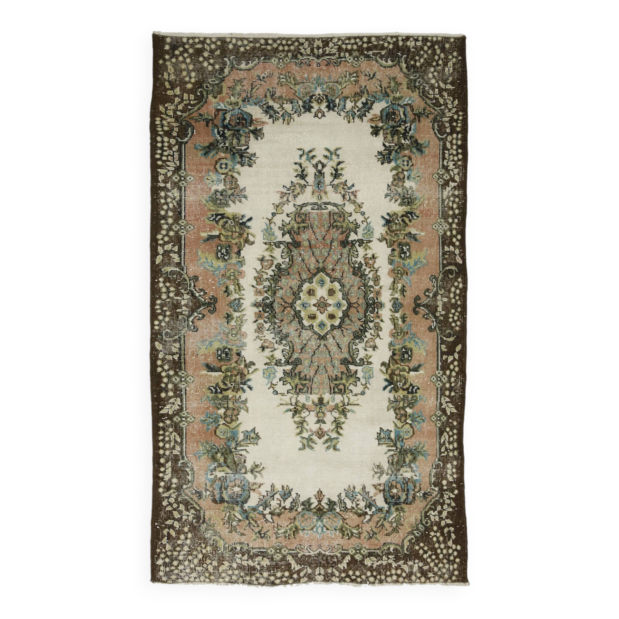 Turkish Anatolian Handmade Vintage Area Rug 212 cm x 125 cm
