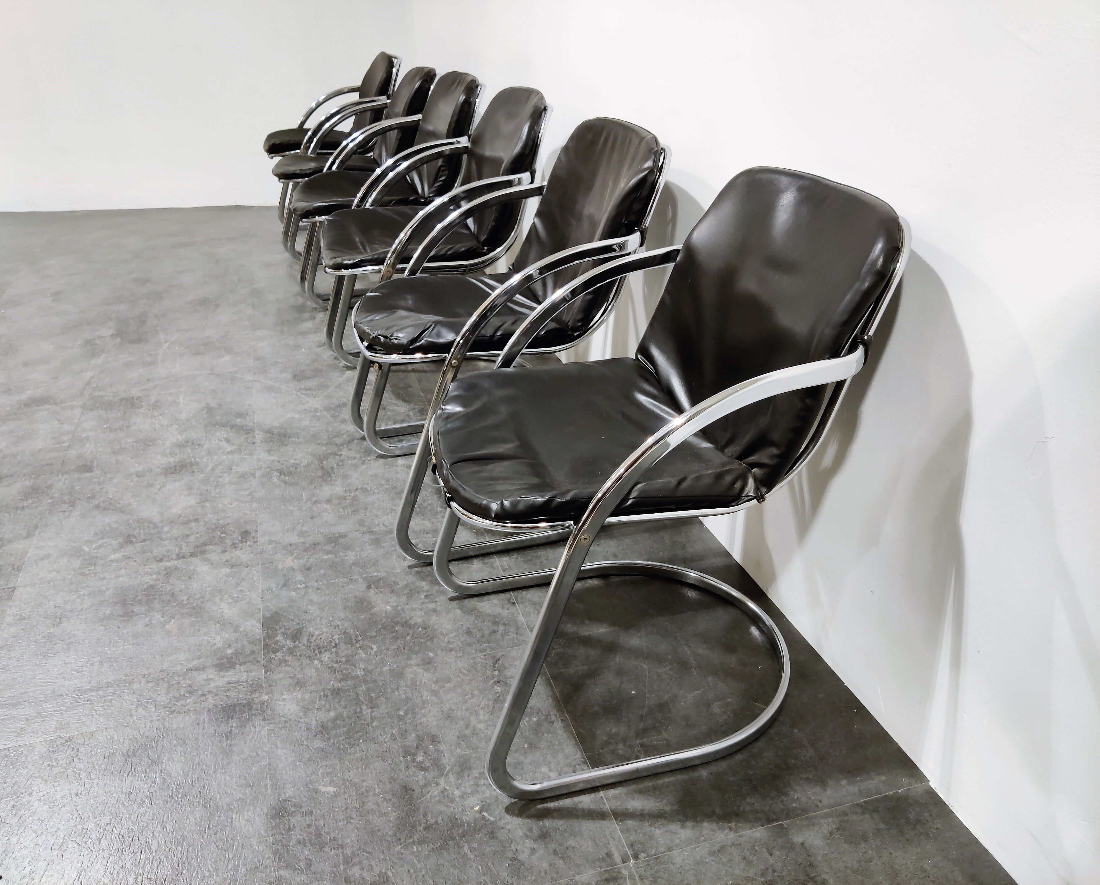 Set of 6 Gastone Rinaldi Dining chairs, 1970s