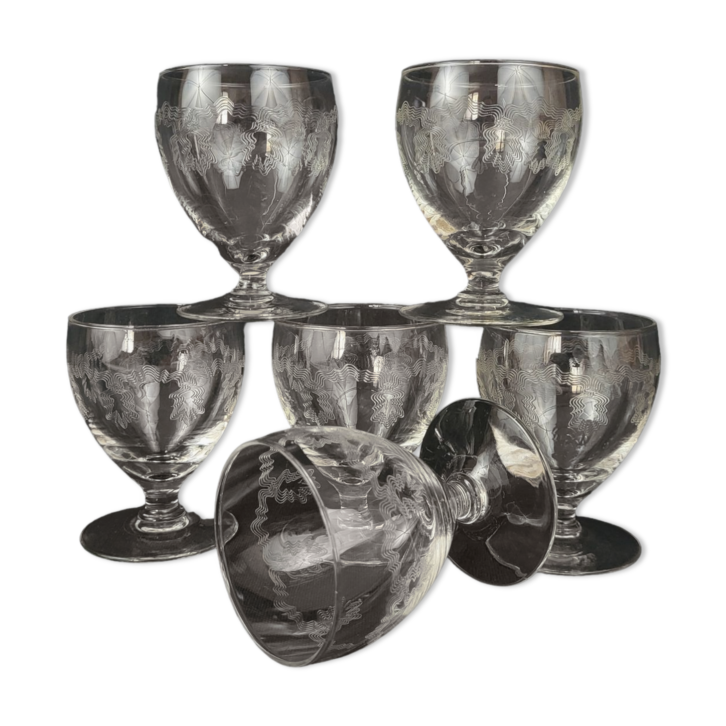 Set of 6 crystal wine glasses
