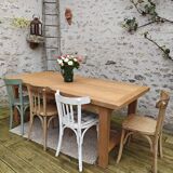 Table de ferme en chêne estampillée R Trotel