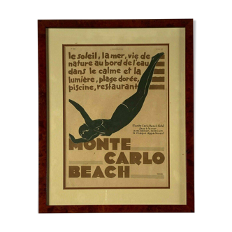 Affiche Monte Carlo Beach face à la mer 1931 L'Illustration N°4604 Havas H3392