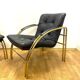 Vintage Leather and Metal Armchairs, 1990s, Set of 2