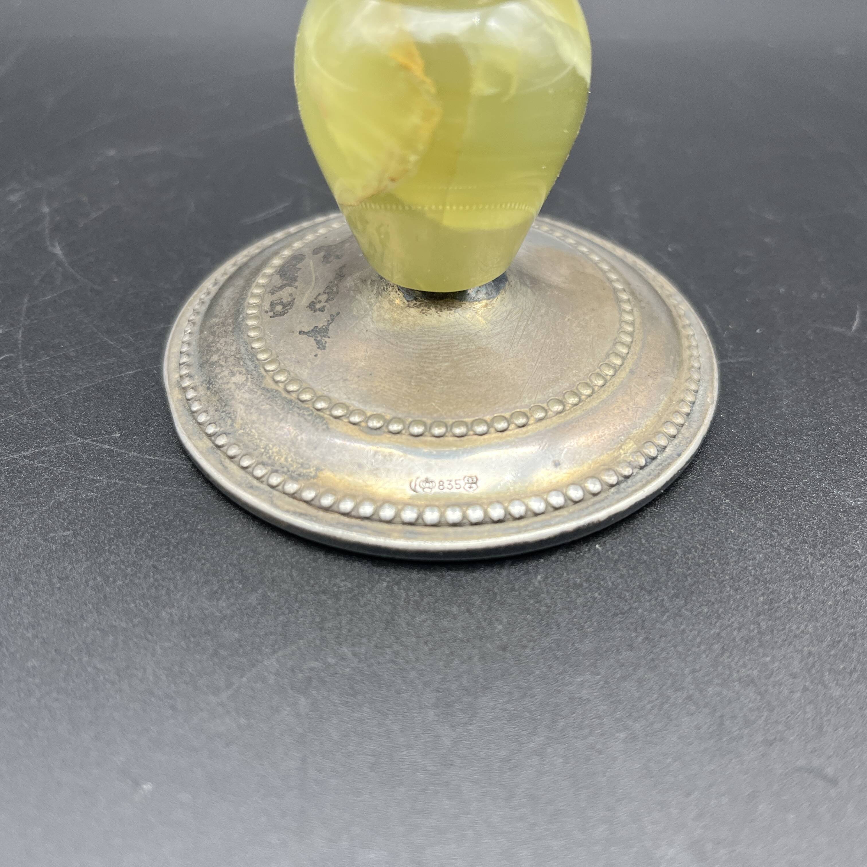 Candlestick in Sterling Silver 835 and onyx Kurz Gottlieb Germany 1920 1930