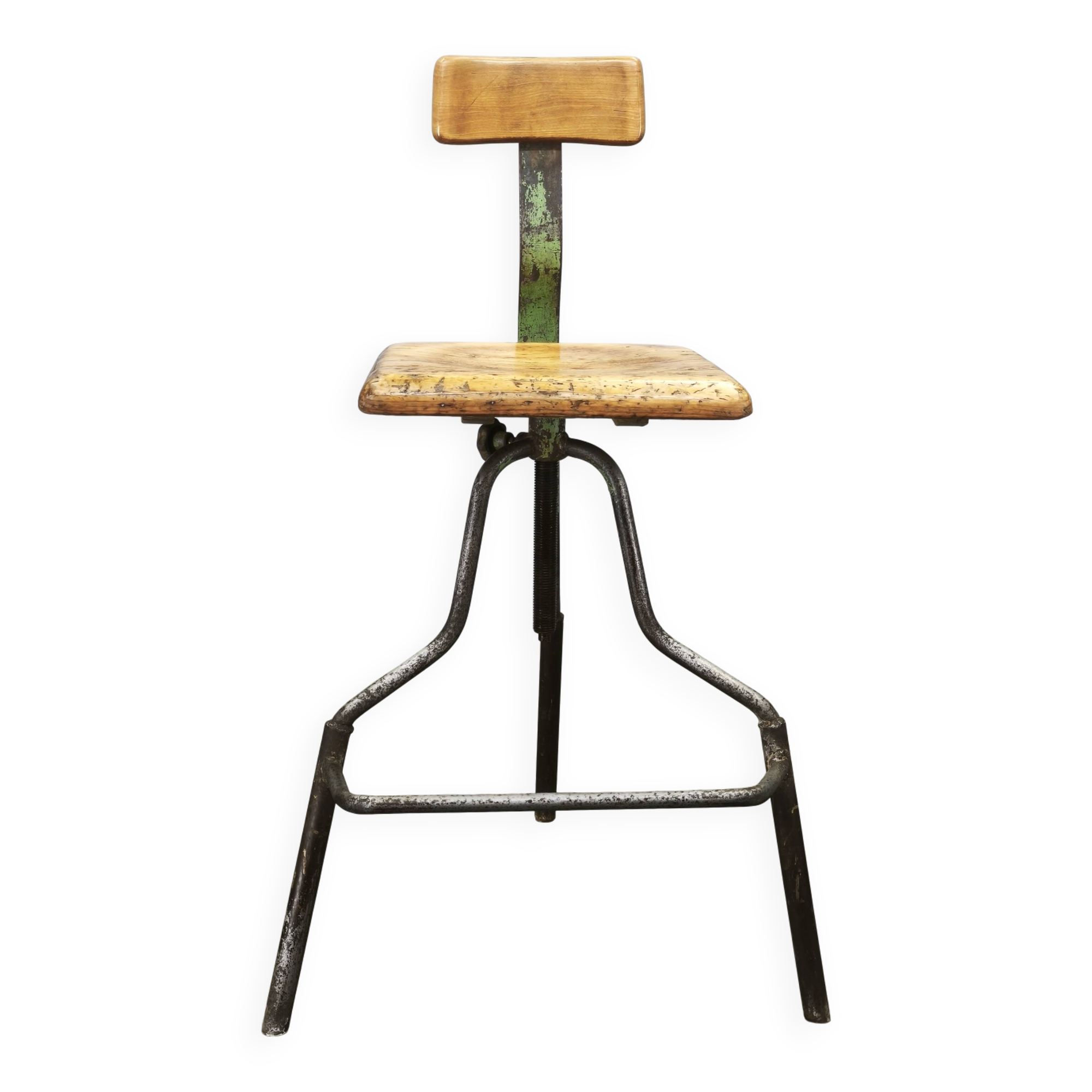 1940s Czechoslovak Industrial Height Adjustable Swivel Workshop Chair