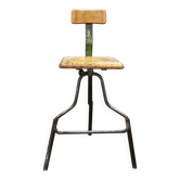 Chaise d'atelier pivotante réglable en hauteur industrielle tchécoslovaque des années 1940