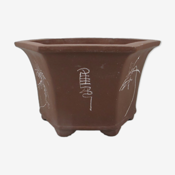 Jardinière ou cache pot signé en terre cuite chinois chine