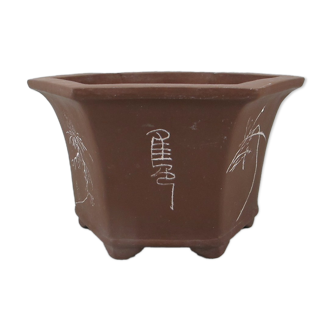 Jardinière ou cache pot signé en terre cuite chinois chine