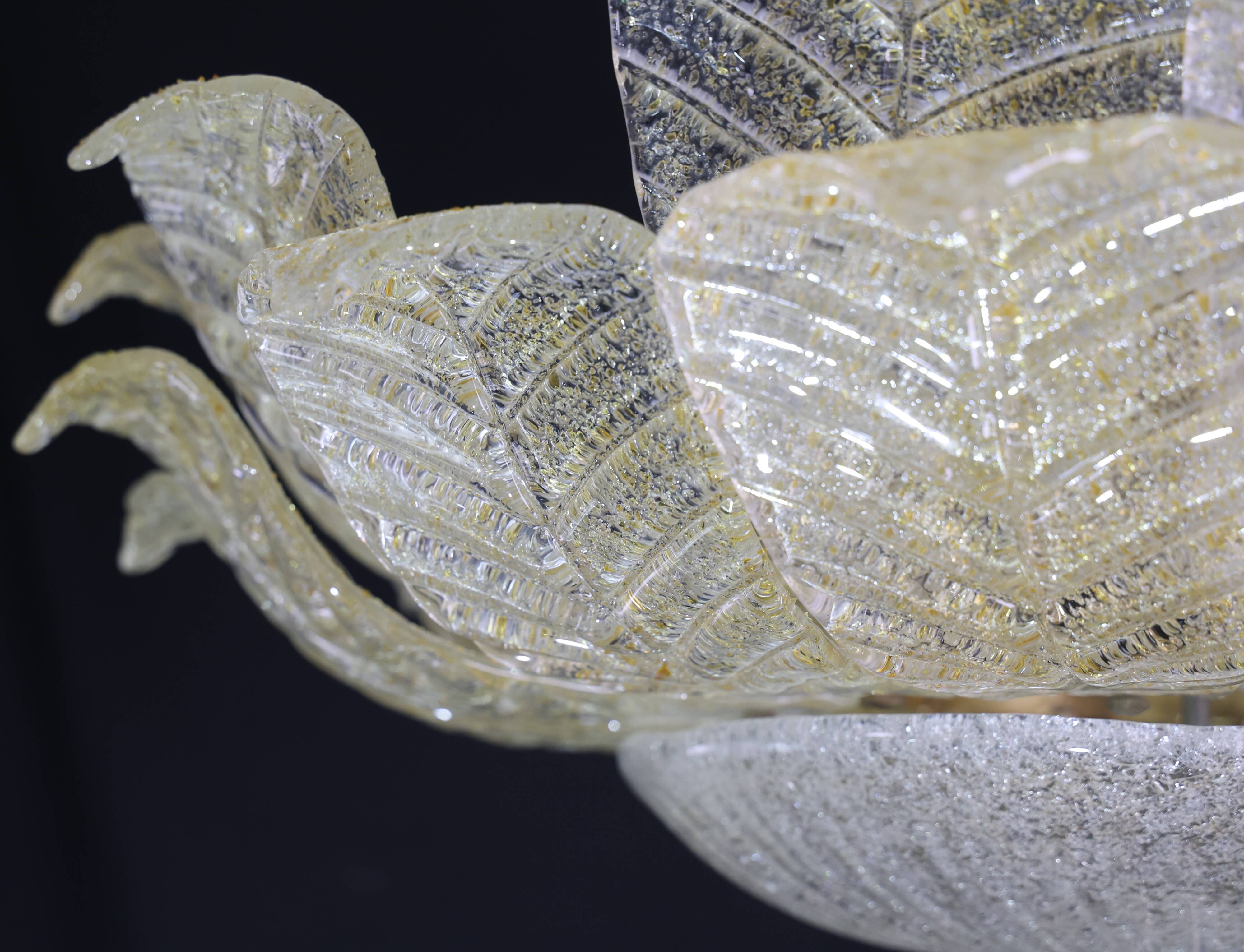 Dubai, Large Size Murano Glass Gold Flush Mount, 1970s
