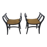 Pair of Gondola stools from the Secession movement in black lacquer, 1910s.
