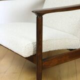 Fauteuil GFM-142, design Edmund Homa des années 70, boucle blanc ivoire - 2 pièces disponibles - bois foncé