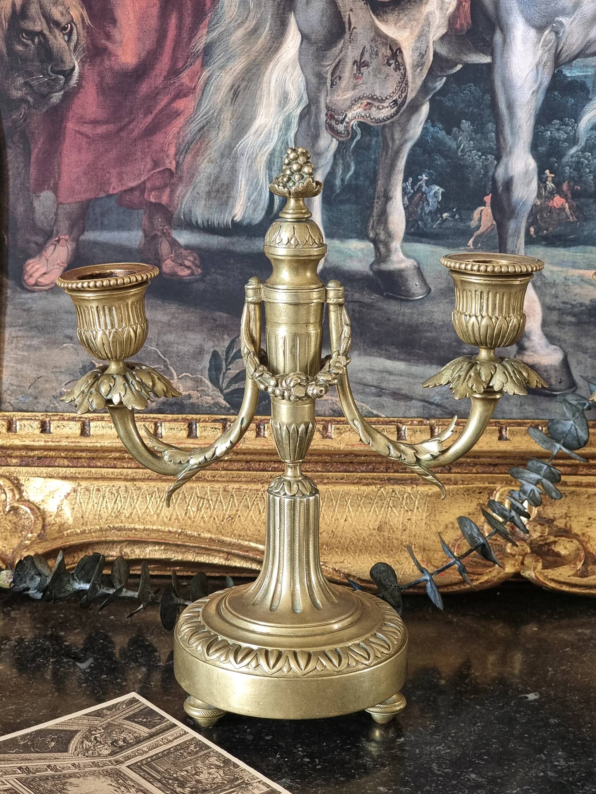 Pair of bronze candlesticks