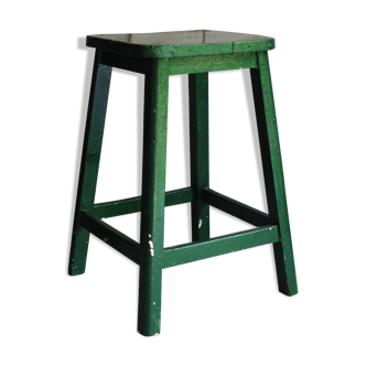 Rustic wood green paint stool