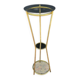 Golden tripod stand with smoked glass from the 1970s.