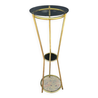 Golden tripod stand with smoked glass from the 1970s.