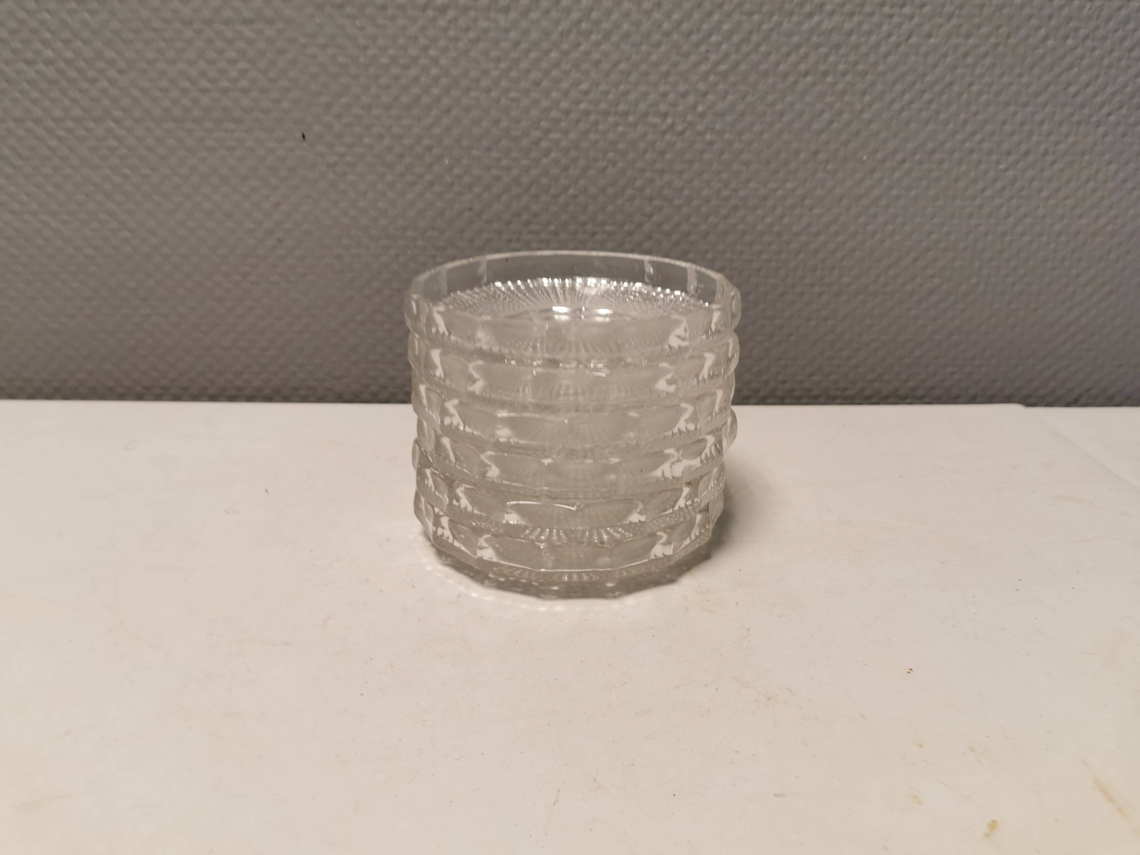 6 desert plates/ice cream plates in crystal glass from the 1960s.