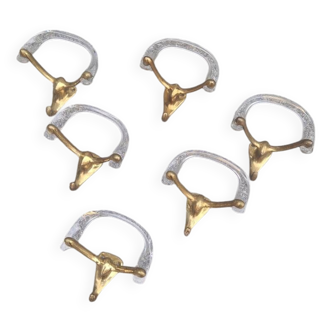 6 patères vintage laiton et lucite Italy 1960