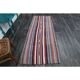 1970s Vintage Turkish Oushak Handmade Wool Cotton Red Runner Rug 95x252
