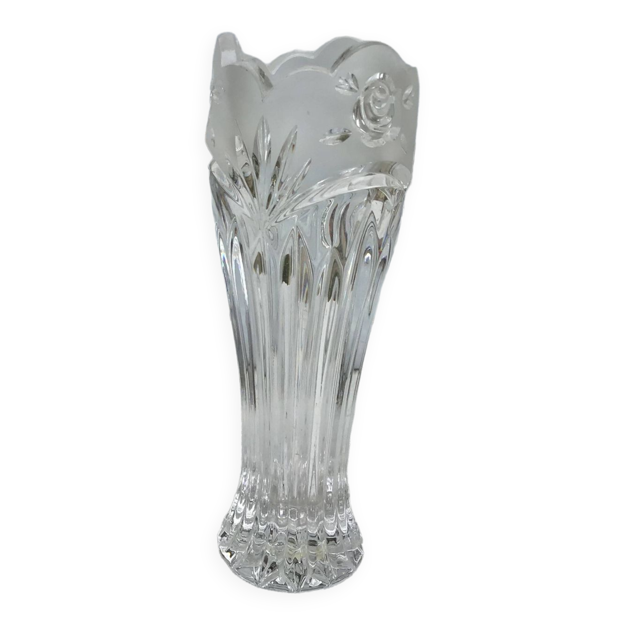 Pretty CRYSTAL floral vase from veissiere in BACCARAT