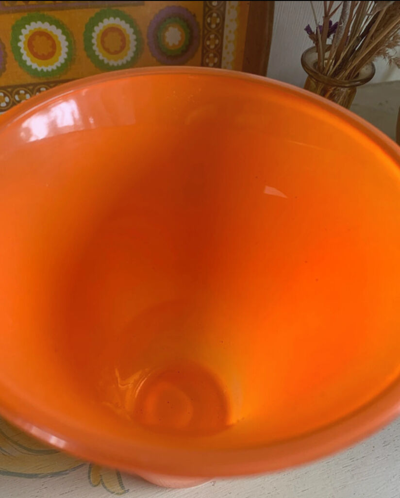 Vintage Opaline Glass Vase Orange - 1970s - Pop Style
