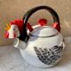 Bouilloire tôle émaillée vintage années 80 kamenstein décors coq
