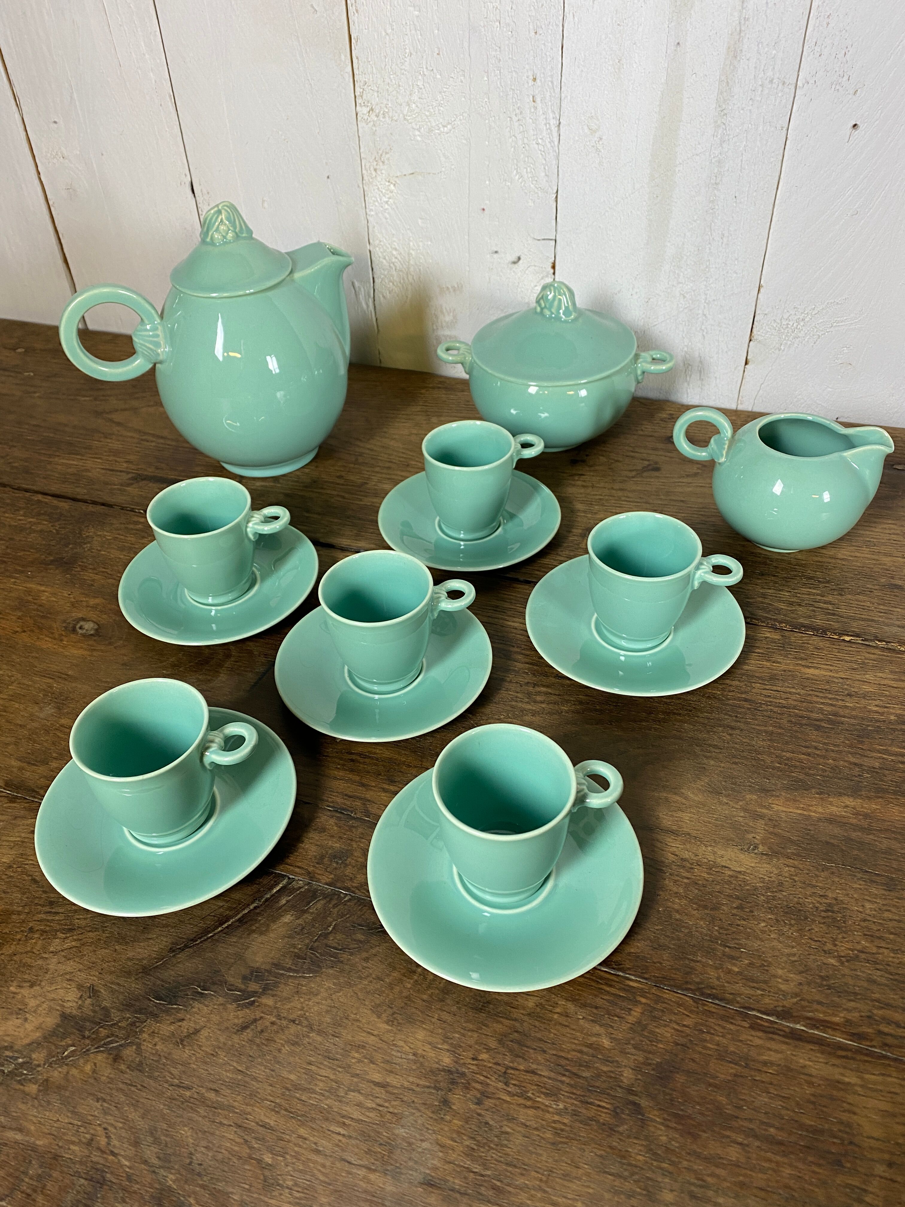 Celadon green coffee service