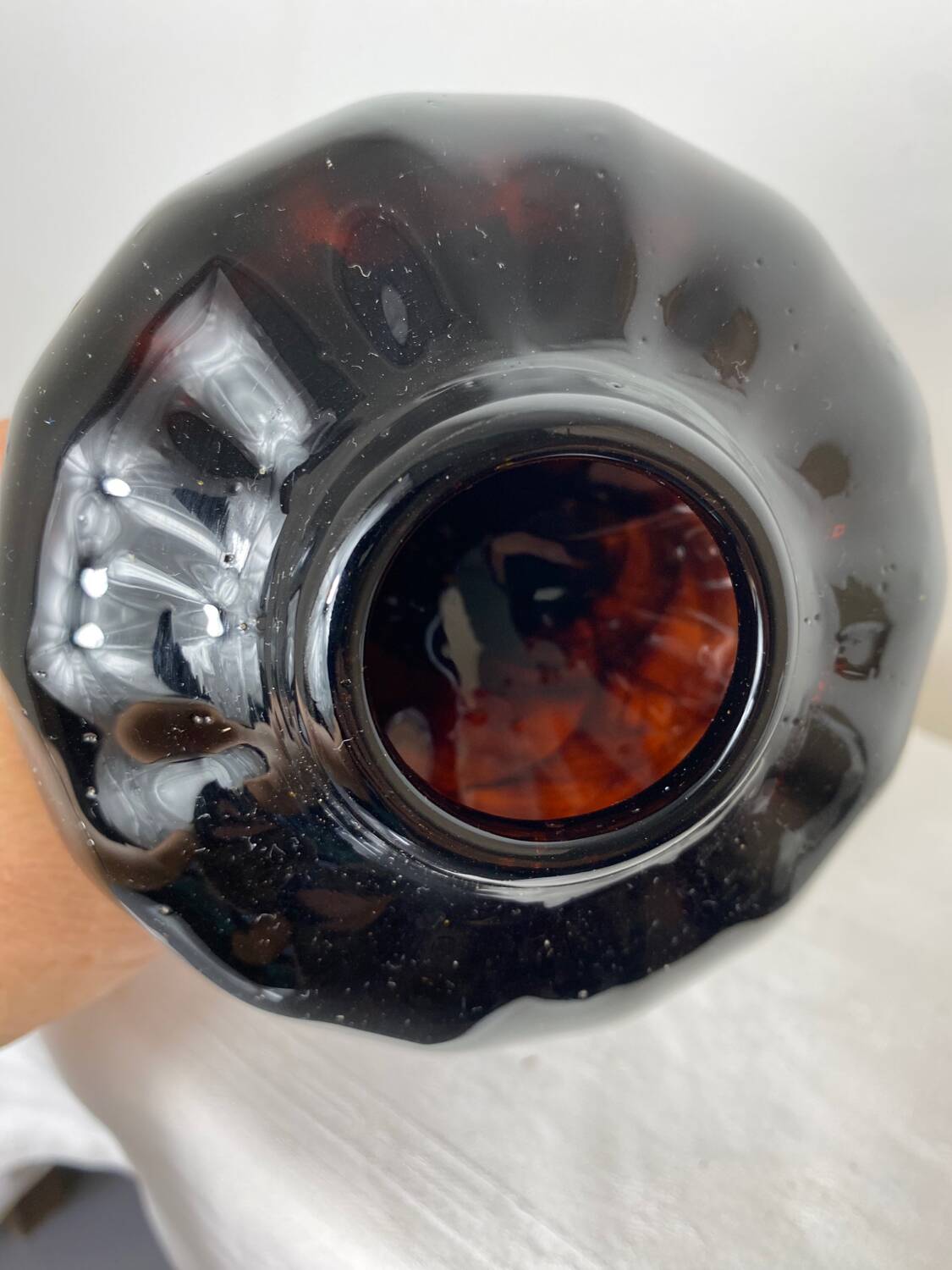 Amber glass candle holder