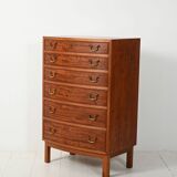 Scandinavian mahogany tallboy with brass handles