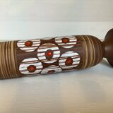 W Germany Round White and Red Matte and Enameled Vase