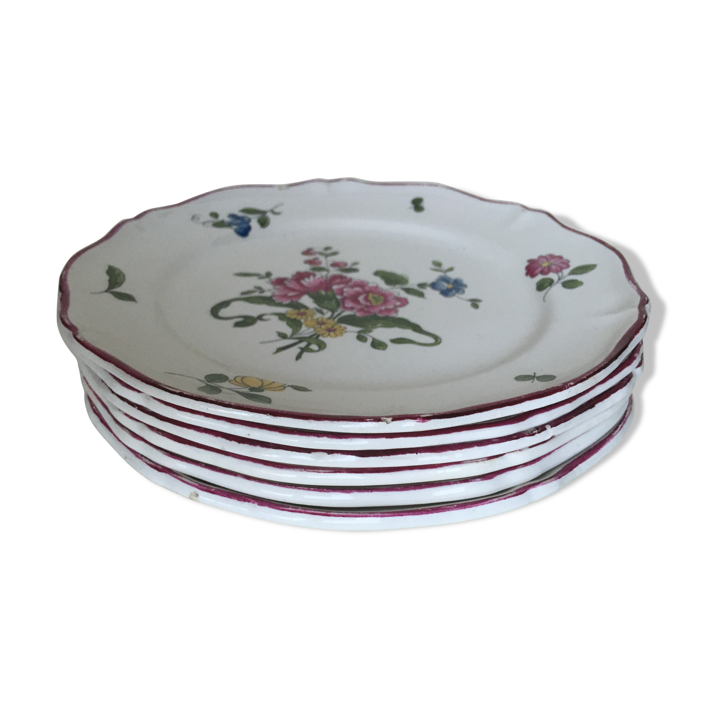 Ensemble de 6 assiettes à dessert Vieux St Amand