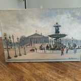 Adrien Raphaël Noulin huile sur toile Naïf/Paris,  la Concorde.